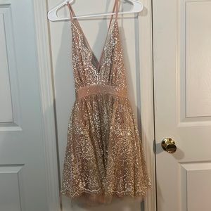 Open back Sparkly nude/pink/gold dress